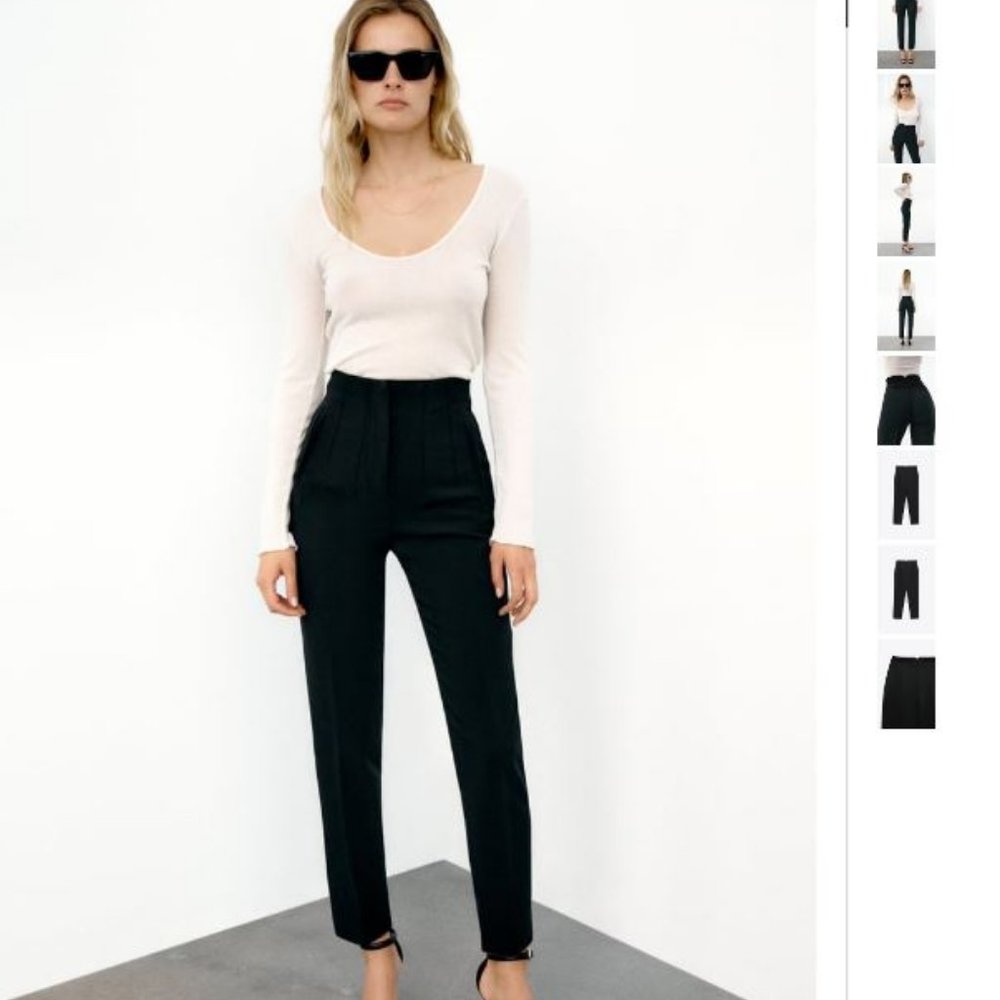 Zara HIGH-WAISTED PANTS - black size small